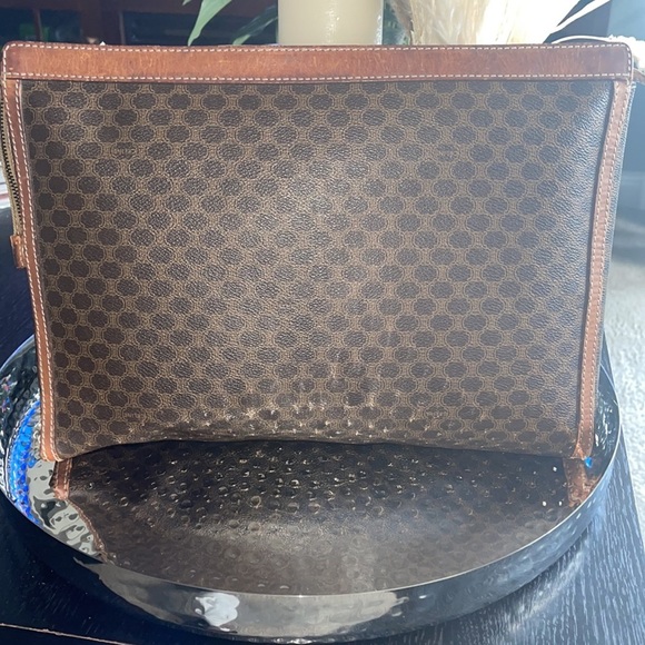 Authentic Vintage Celine Brown Macadam PVC Canvas and Leather Clutch Bag Large - Picture 6 of 13